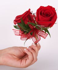 Two Standard Rose Pin On Corsage with Bling