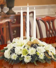 All White Triple Candle Centerpiece