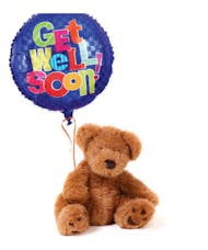 Get Well Soon Balloon Bouquet with Teddy Bear