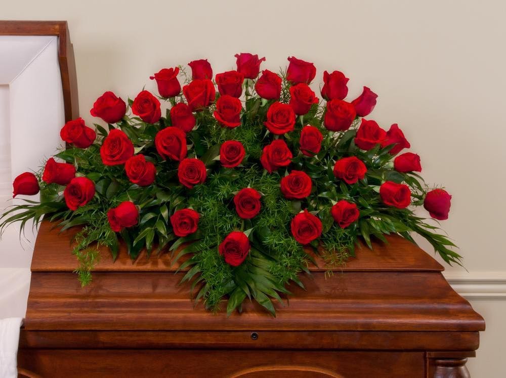 Red Rose Casket Spray Albuquerque (NM) Sympathy & Funeral Flowers