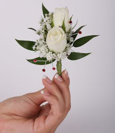 Two Sweetheart Rose Pin On Boutonniere