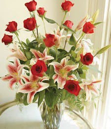 Roses & Stargazer Lilies